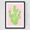 Linocut Cacti Medium Black Frame
