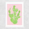 Linocut Cacti Narrow White Frame