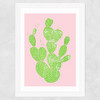 Linocut Cacti Wide White Frame