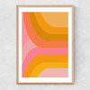 Retro Rainbow in Pink and Yellow Narrow Oak Frame