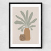 Two Brown Vases And Green Plant Medium Black Frame