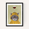 Raincoat Cat With Wineglass