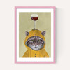 Raincoat Cat With Wineglass