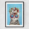 Flower Cat Narrow Black Frame