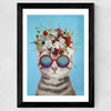 Flower Cat Wide Black Frame
