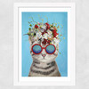 Flower Cat Wide White Frame