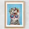Flower Cat Wide Oak Frame
