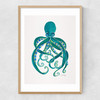 Green Octopus Narrow Oak Frame