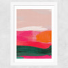 Green and Pink Abstract III Wide White Frame