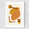 Abstract Collage With Warm Shapes Medium White Frame