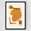 Abstract Collage With Warm Shapes Medium Black Frame