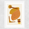 Abstract Collage With Warm Shapes Wide White Frame