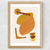 Abstract Collage With Warm Shapes Wide Oak Frame