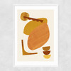 Abstract Collage With Warm Shapes Narrow White Frame