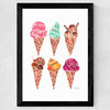Rainbow IceCream Cones Wide Black Frame