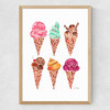 Rainbow IceCream Cones Medium Oak Frame