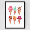 Rainbow IceCream Cones Medium Black Frame