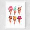 Rainbow IceCream Cones Medium White Frame