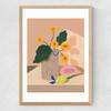 Flowers Lemon Papaya Medium Oak Frame
