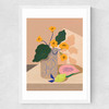 Flowers Lemon Papaya Medium White Frame