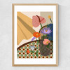 Floral Arrangement Medium Oak Frame