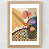 Floral Arrangement Wide Oak Frame