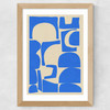 Modern Abstract Shapes in Blue Wide Oak Frame