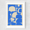 Modern Abstract Shapes in Blue Medium White Frame
