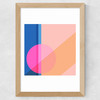 Shapes in Pink and Blue Wide Oak Frame