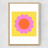 Summer Bloom in Yellow Medium Oak Frame