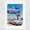 Blue Swallow Motel Wide White Frame