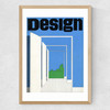 Blue Sky, 1968, Design Magazine Medium Oak Frame