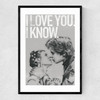 Han and Leia Kiss Black and White Narrow Black Frame