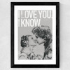 Han and Leia Kiss Black and White Wide Black Frame