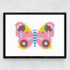 Pink Butterfly LS Medium Black Frame