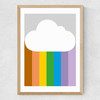 Rainbow Cloud by Dicky Bird Medium Oak Frame