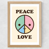 Peace & Love by Dicky Bird Wide Oak Frame