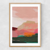 Green and Pink Abstract I Narrow Oak Frame