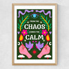 Chaos Calm (Green) Medium Oak Frame