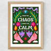 Chaos Calm (Green) Wide Oak Frame