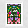 Chaos Calm (Green) Narrow White Frame