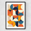 Mid Century Half Circles Autumn Narrow Black Frame