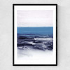 Watercolor Landscape Blue Narrow Black Frame
