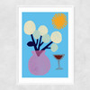Vase and Wine Glass Narrow White Frame