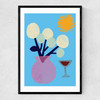 Vase and Wine Glass Narrow Black Frame