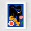 Cat and Tulip Medium White Frame