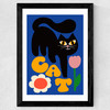 Cat and Tulip Wide Black Frame