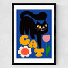 Cat and Tulip Medium Black Frame