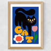 Cat and Tulip Wide Oak Frame