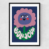 Bonjour Flower Narrow Black Frame